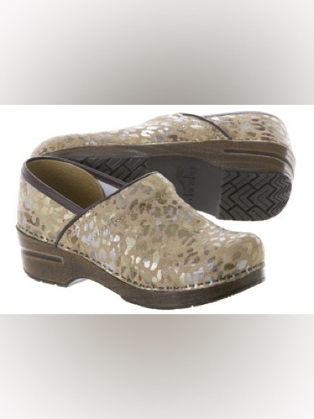 Dansko Professional Clog Women 40/9.5 Metallic Gold Leopard Print